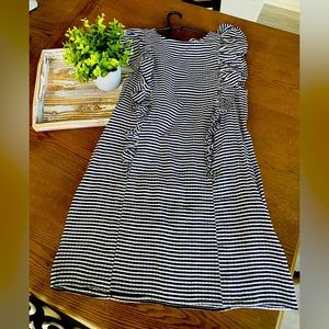 Black and white checkered ruffle dress with pockets